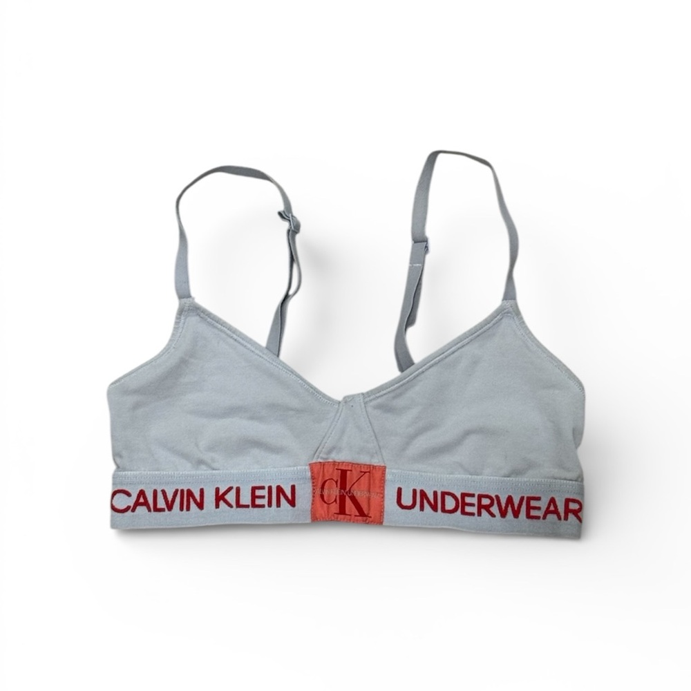 Calvin Klein Light Gray Bralette with Red Accents